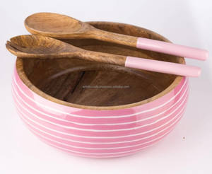 Ensemble de saladiers écologiques faits à la main en bois sculpté émaillé Décor de cuisine moderne et luxueux résistant à la chaleur jetable - Product Image 4