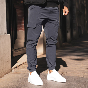 Pantalon Cargo Vintage Style Hot Sale Coupe Ample 100% Coton Jambe Large Mi-Haute Parachute Devant Plat Couleur Unie pour Homme Streetwear - Product Image 1