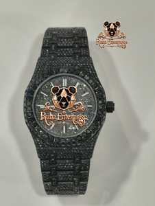 Montres de luxe personnalisées en acier inoxydable avec diamants Moissanite, mouvement à quartz, bracelet 20 mm, style Hip Hop, vente en gros - Product Image 4