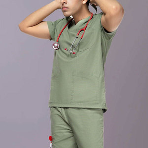 Bata de laboratorio de mezcla de algodón y mezclilla de manga corta Pantheraint, uniformes de hospital de alta calidad de marca privada, unisex para adultos, personalizables - Product Image 5