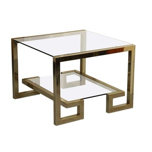 Mesa de Centro de Metal Rústica con Tapa de Vidrio, Mueble Elegante para Decoración de Apartamentos Contemporáneos, con Estilo - Product Image 1