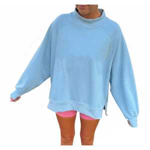 เสื้อสเวตเชิ้ตคอเต่าโอเวอร์ไซส์ แขนยาว ผ้าฝ้ายฟลีซบุซับใน สำหรับผู้หญิง ระบายอากาศได้ดี เป็นมิตรต่อสิ่งแวดล้อม สไตล์สตรีทแวร์ - Product Image 2