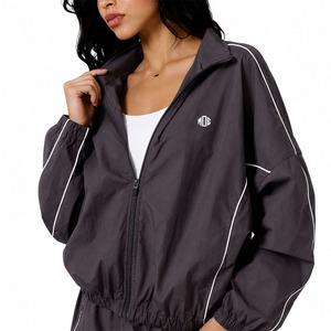 Women's Black Loose Breathable Autumn Windbreaker 2-Piece for Women <b>Lightweight</b> Oversized Plain 100% Nylon <b>Jacket</b> for men USA - Product Image 5