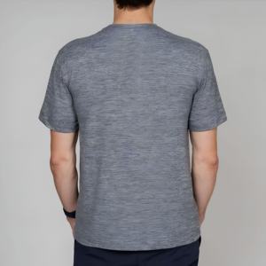 Camiseta Deportiva Gris Jaspeado para Hombre, Transpirable, de Secado Rápido, para Gimnasio, Informal, de Manga Corta, Ropa Deportiva, Logotipo Personalizado, Venta al Por Mayor - Product Image 3