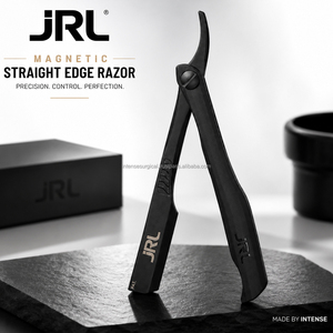 มีดโกนหนวดแม่เหล็ก JRL แบบตรง สำหรับช่างตัดผม งานหนัก ผลิตโดยโรงงาน OEM รับผลิตแบรนด์ส่วนตัว ใบมีดสแตนเลส ด้ามจับเหล็ก - Product Image 1
