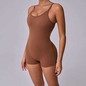 Mono casual de alta calidad para mujer, de color liso y cuello redondo, tipo top sin mangas, para uso exterior, con efecto moldeador de cuerpo y cintura - Product Image 2