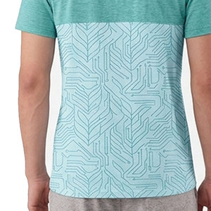 Camiseta de manga corta con estampado geométrico, cuello redondo, corte regular, informal, transpirable, de punto, para hombre. - Product Image 4