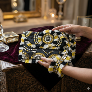 Handmade Beaded Envelope Clutch Bag Fringe <b>Sequin</b> Crossbody Messenger Purse for Women Party Travel - Product Image 5