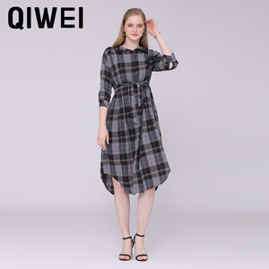 Robes chemise surdimensionnées à manches courtes avec ceinture boutonnée <span class=keywords><strong>Robe</strong></span> décontractée longue pour femmes grande taille - Product Image 5