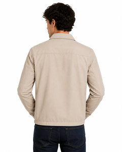 Classic <b>Men's</b> Beige Harrington <b>Jacket</b> Premium Lightweight Casual Zip-Up <b>Jacket</b> Timeless <b>Smart</b> Casual Outerwear Minimalist - Product Image 3