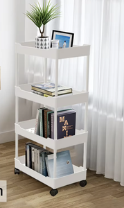 Slim Space Saving Kitchen Storage <b>Rack</b> Mobile Food Storage Shelf Plastic Organizer Cart with Wheels - Product Image 2