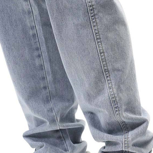 Jean cargo délavé pour homme, grande taille, coupe ample, taille mi-haute, en denim de coton, style décontracté, avec poches plaquées - Product Image 6