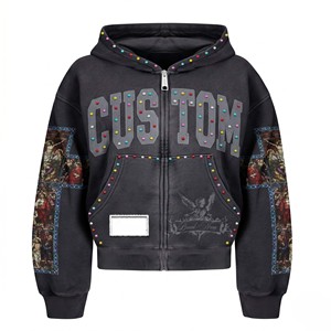 Fournisseur de sweat-shirts personnalisés avec impression en relief sur sweat-shirt en molleton et sweat-shirt zippé streetwear pour hommes (taille US) - Product Image 6