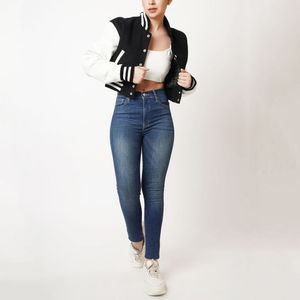 Chaqueta Varsity Clásica para Mujer, Cuello de Punto Acanalado, Chaqueta Letterman de Lana, Marca Privada, OEM, ODM, Proveedor Mayorista de Ropa Exterior - Product Image 1