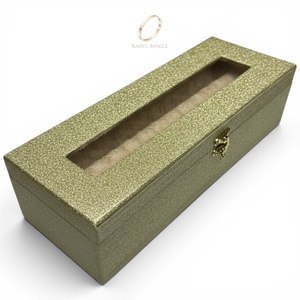 Factory High-End Premium Leatherette Plain Bracelet Bangles Display Case Velvet Interior <b>Mirror</b> Top Jewelry <b>Box</b> Travel Wholesale - Product Image 6