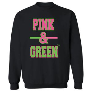 Sudadera con cuello redondo y estampado gráfico en negro, rosa y verde, de manga larga con puños acanalados, informal, de forro polar para mujer, estilo urbano a la moda. - Product Image 1