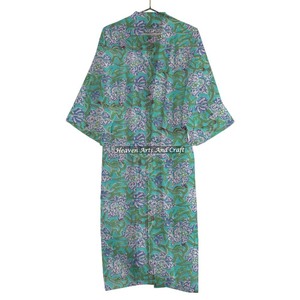 Custom Logo Promotional Hand Block Printed Bathrobe Cotton Soft Spa Hotel Bath Guest Bathrobe - Product Image 4