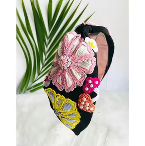 Serre-tête de luxe fait main, brodé de perles, écologique, pour femmes, filles et enfants, motif floral - Product Image 4