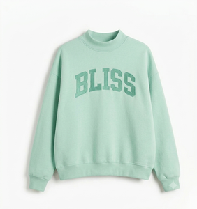 Sudadera Bliss con Estampado de Letras y Cuello Redondo para Mujer, Tejida en Algodón, Corte Regular, Ropa Casual de Otoño - Product Image 1