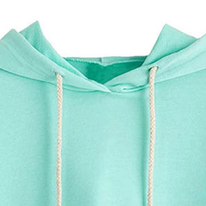 Sudadera con Capucha Corta Verde Menta para Mujer, de Manga Larga, con Cordón Ajustable, Estilo Casual y Urbano - Product Image 3