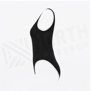 Traje de baño de una pieza para mujer North Approach, traje de baño elástico con cuello redondo y estampado en contraste negro - Product Image 3