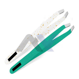 Pinzas para Extensión de Pestañas con Punta de Fibra, Agarre Fuerte, Delgadas, Color Blanco/Verde, Logotipo Personalizado, Marca Privada, Juego de 2 Piezas - Product Image 1