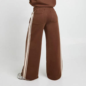 Women's Wide Leg Sweatpants Joggers With Button Decoration Logo Pattern Long Sleeves Thick Knitted Cargo Pants - Product Image 2