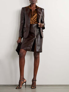 Veste en cuir véritable effet croco pour femme, acheter en ligne en Australie, veste tendance et élégante en cuir de buffle italien pour femme - Product Image 3