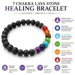 Premium Seven Chakra Lava Rock <b>Bracelet</b> Natural Gemstone <b>Healing</b> <b>Bracelet</b> Crystal Crafts Yoga Meditation Accessory - Product Image 2
