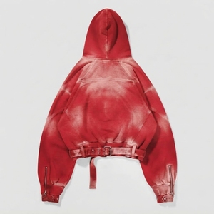 Sweat à capuche streetwear pour homme 100% coton, avec strass, effet vieilli, de haute qualité, grammage lourd, vintage, délavé à l'acide, effet soleil, pour l'hiver - Product Image 2