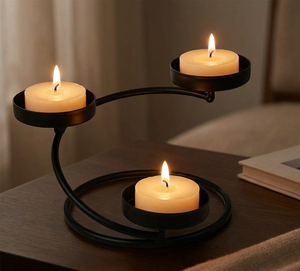 Candelabro Circular de Metal con Impresión Multicolor, Hecho a Mano, Resistente al Calor, Centro de Mesa para Pascua, Decoración para el Hogar - Product Image 1