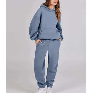 Women's <b>Pink</b> Hooded Tracksuit Set Casual Loose Fit <b>Sweatshirt</b> and Joggers Solid Color Full Sleeve Autumn Wear - Product Image 5