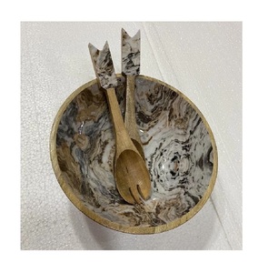 Bol de service en bois émaillé au design haut de gamme, bol à salade en bois émaillé, bol en bois de manguier, bol en bois d'acacia, prix de gros direct usine - Product Image 4