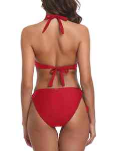 Nuevo Conjunto de Bikini con Acabado Brillante, Traje de Baño de Dos Piezas para Mujer, Aspecto Elegante, para Viajes de Lujo - Product Image 6