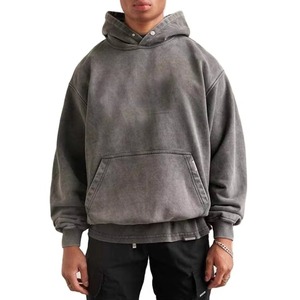 เสื้อฮู้ดดี้วินเทจแบบย้อมสีเอซิด ทรงโอเวอร์ไซส์ หนักพิเศษ ไม่มีลาย - Product Image 1