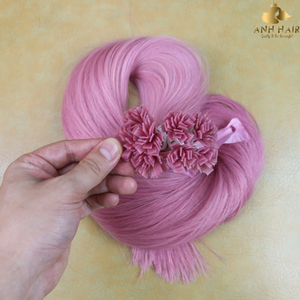 Extensiones de Cabello Rosa I-Tip, Lisas, Doble Trama, Cabello Humano Virgen Vietnamita, con Queratina Pre-Adherida - Product Image 3