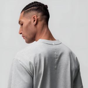 Camiseta Oversize Gris Claro para Hombre, Estilo Casual, Algodón, Streetwear, Corte Holgado, Manga Corta, Verano, Básica, con Logotipo Personalizado, Venta al Por Mayor - Product Image 4