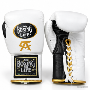 No Boxing No Life Boxing Gloves <b>White</b> Green <b>Red</b> cow hide Leather Lace-Up Full Finger Adult Training Gear best for gyms - Product Image 1