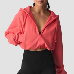 Sudadera casual ligera de forro polar para mujer, estilo oversize, con hombros caídos, lavada, para invierno, venta al por mayor de fábrica, con logo personalizado, estilo streetwear. - Product Image 2