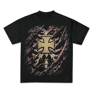 Camiseta de Cuello Redondo para Hombre, de Alta Demanda, Personalizada con Logotipo DTG, Negra, de Alta Calidad, 100% Algodón Poliéster, de Secado Rápido, Estilo Urbano, Artículo de Alta Venta - Product Image 1