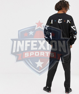 T-shirt à manches longues surdimensionné avec logo Friends pour hommes, en jersey de coton noir, décontracté, col rond, imprimé au dos - Product Image 3