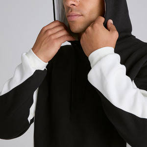 Ensemble de survêtement pour homme avec sweat à capuche color block, noir et blanc, de qualité supérieure, style streetwear moderne - Product Image 5