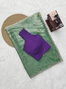 Sari de seda Fendi con hilo de seda y lentejuelas, elegante sari de seda para fiesta, sari de seda Fendi Grace Glow, sari de seda con bordado de hilo real - Product Image 6