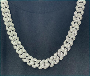 Solid 925 Sterling Men's <b>Silver</b> Plated Cubic Zirconia Link Chain Necklace Hiphop Style Zinc Alloy Jewelry - Product Image 4