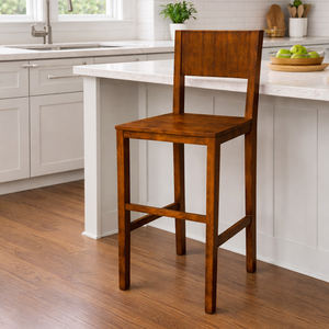 Silla de Bar Clásica de Madera de Teca Sólida y Duradera, Estilo Moderno de Mediados de Siglo, Ecológica, Superventas, Taburete de Madera para Bar, Cafetería, Hotel - Product Image 6