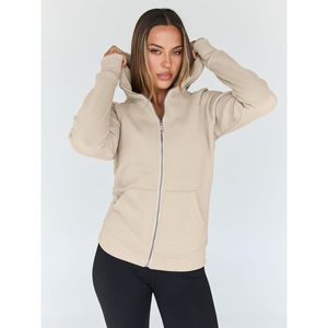 Sudadera con capucha extragrande para mujer, con cremallera, de color liso, manga larga, tejida, mezcla de poliéster/algodón, de secado rápido, para invierno, con cierre frontal - Product Image 6