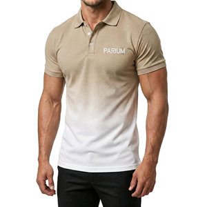 เสื้อโปโลผู้ชายราคาส่ง OEM แบบไล่เฉดสี แขนสั้น ออกแบบเองได้ แฟชั่นสตรีทแวร์ เสื้อโปโลสำหรับผู้ชาย - Product Image 4