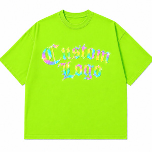 เสื้อยืดโอเวอร์ไซส์สีเขียวนีออนแบบกำหนดเองพร้อมลายพิมพ์กราฟิก 3 มิติ |   ผู้ผลิตเสื้อยืดผ้าฝ้ายลำลองสไตล์สตรีทแวร์สำหรับทุกเพศ - Product Image 2