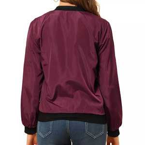 Veste de baseball en satin pour femme, style streetwear, vente en gros, personnalisable, à manches longues, fermeture éclair, couleur unie, en polyester tissé - Product Image 6