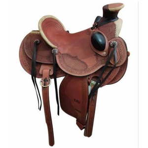 Selle de cheval en cuir occidental artisanale de qualité supérieure pour l'équitation en montagne, le travail à la ferme, la course de barils – Confortable et durable – Équipement équestre - Product Image 2